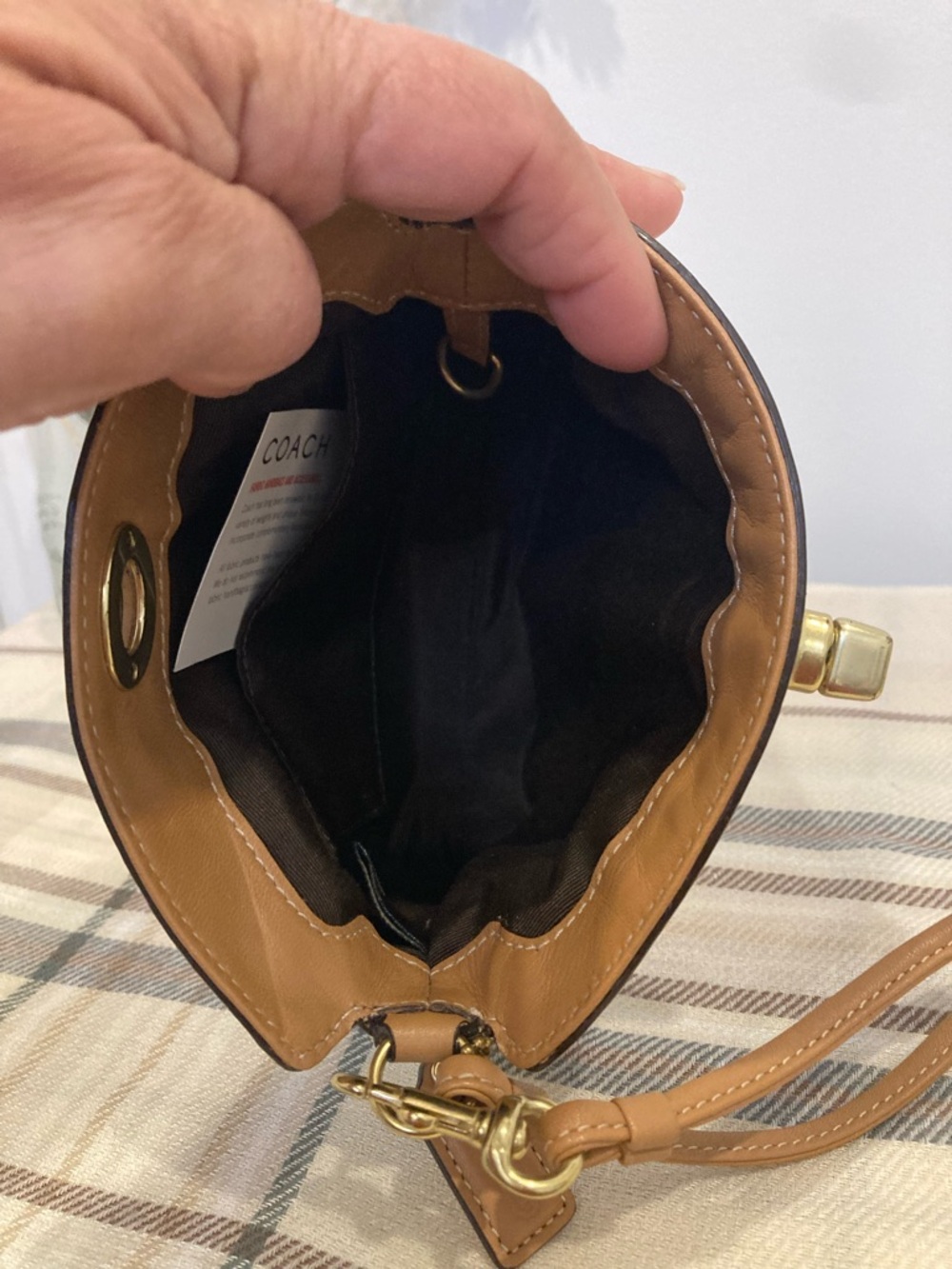 Coach Hampton Plaid Wool Tattersall Wristlet Clutch Wallet - Picture 10 of 11